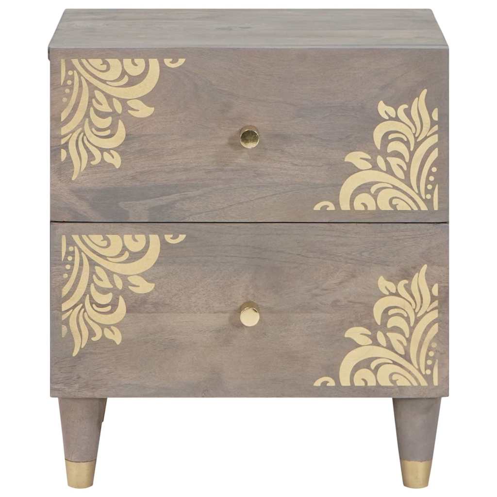 Cabinet de chevet Gris 40 x 33 x 46 cm Bois de mangue massif - XIOS