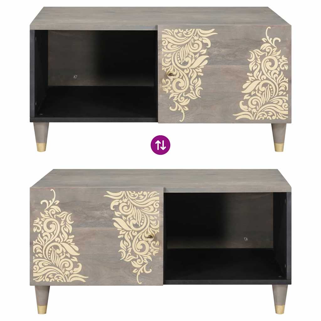 Table basse Gris 80 x 50 x 40 cm bois de manguier massif - XIOS