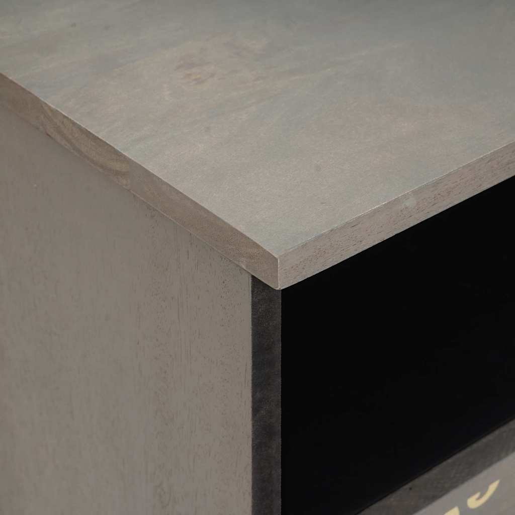 Cabinet de chevet Gris 40 x 33 x 46 cm Bois de mangue massif - XIOS