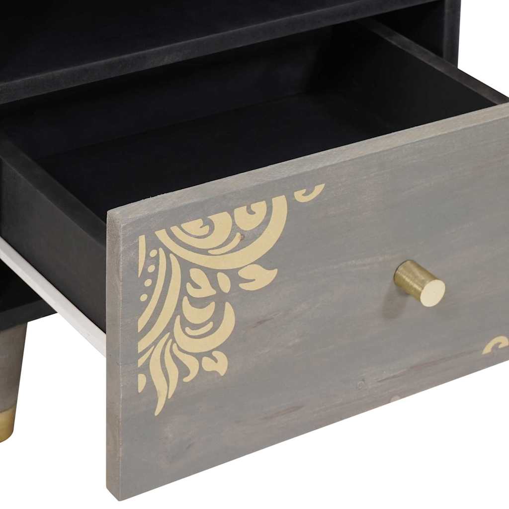 Cabinet de chevet Gris 40 x 33 x 46 cm Bois de mangue massif - XIOS