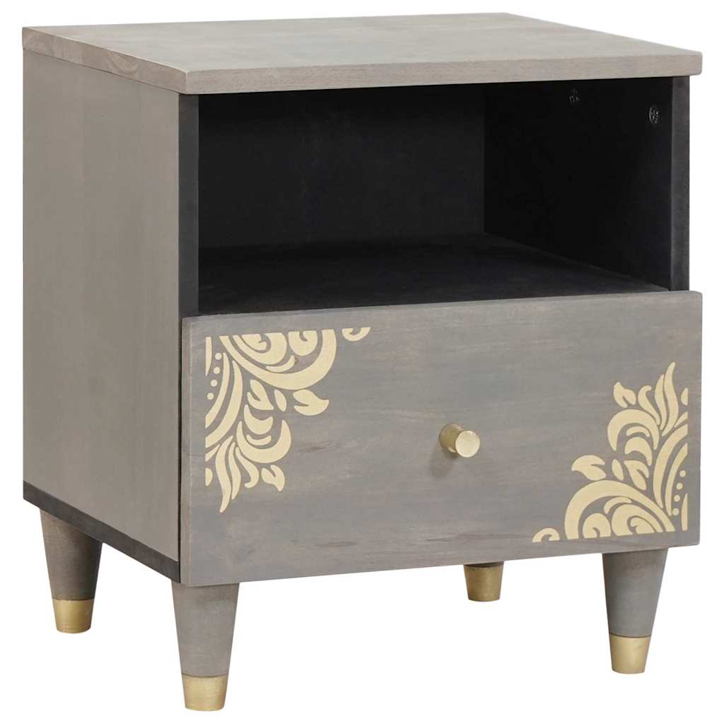 Cabinet de chevet Gris 40 x 33 x 46 cm Bois de mangue massif - XIOS