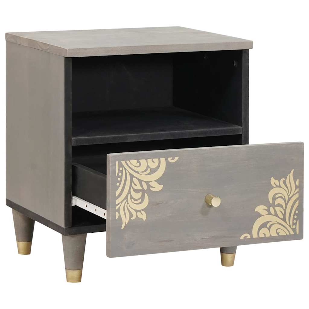 Cabinet de chevet Gris 40 x 33 x 46 cm Bois de mangue massif - XIOS