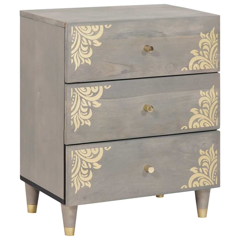 Cabinet de chevet Gris 50 x 33 x 62 cm Bois de mangue massif - XIOS