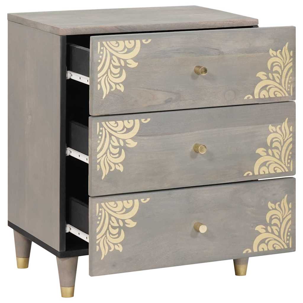 Cabinet de chevet Gris 50 x 33 x 62 cm Bois de mangue massif - XIOS