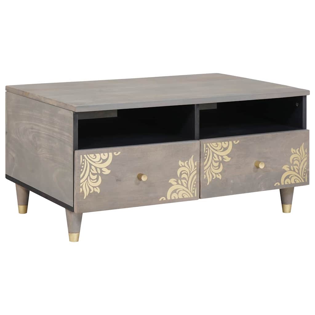 Table basse Gris 80 x 54 x 40 cm bois de manguier massif - XIOS