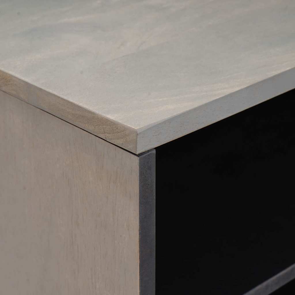 Meuble TV Gris et or 80 x 31.5 x 46 cm Bois de manguier massif - XIOS