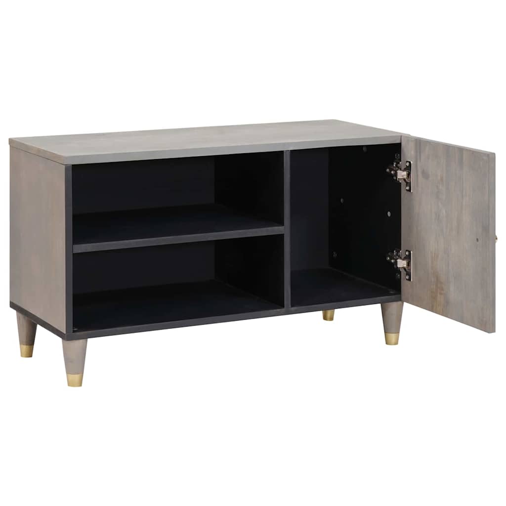 Meuble TV Gris et or 80 x 31.5 x 46 cm Bois de manguier massif - XIOS