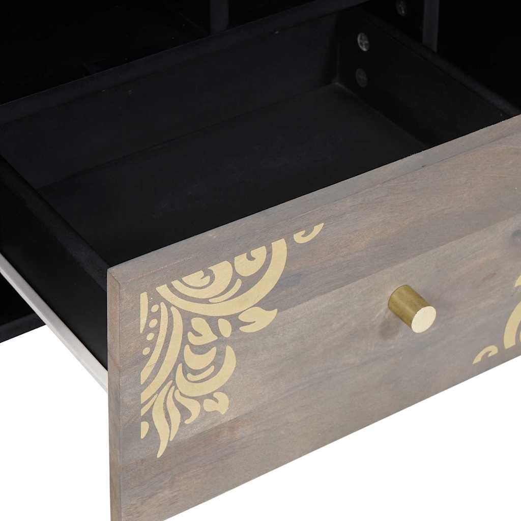 Meuble TV Gris et or 100 x 33.5 x 46 cm Bois de manguier massif - XIOS