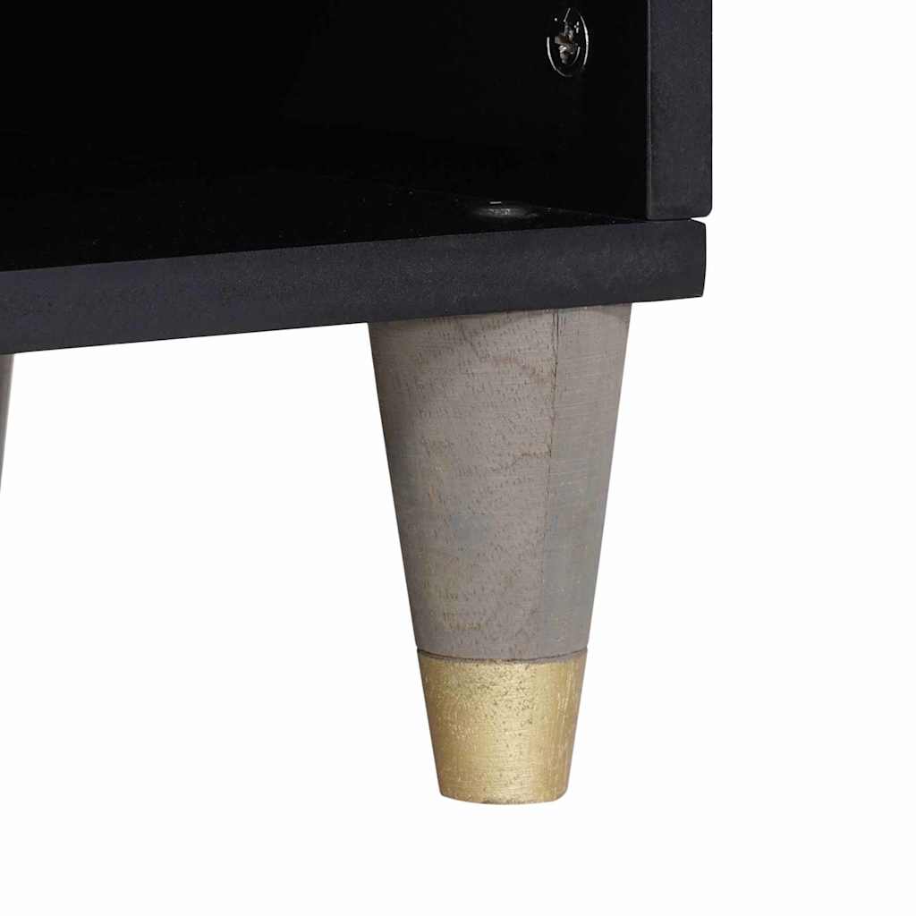 Meuble TV Gris et or 100 x 33.5 x 46 cm Bois de manguier massif - XIOS