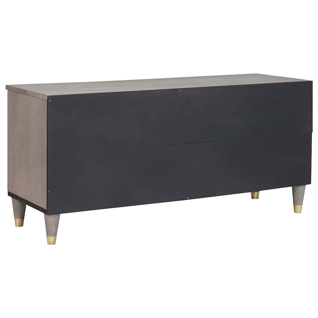 Meuble TV Gris et or 100 x 33.5 x 46 cm Bois de manguier massif - XIOS