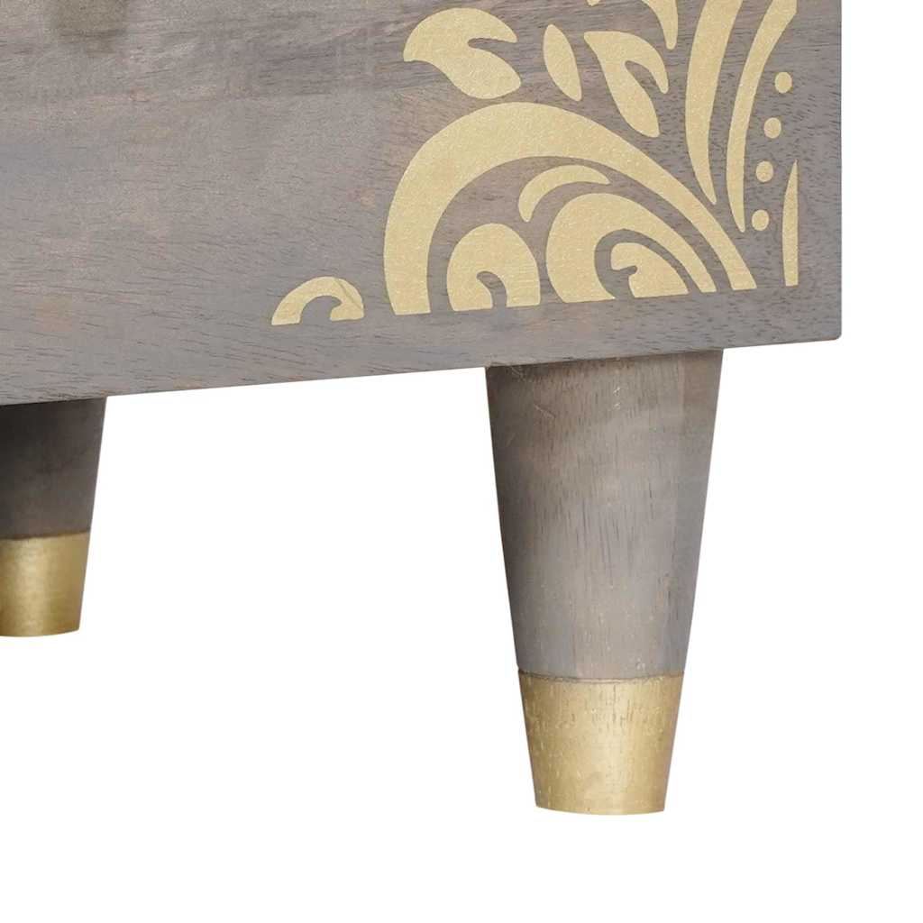 Meuble TV Gris et or 100 x 33.5 x 46 cm Bois de manguier massif - XIOS