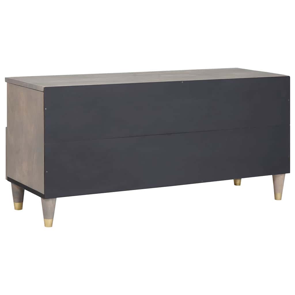 Meuble TV Gris et or 100 x 33.5 x 46 cm Bois de manguier massif - XIOS