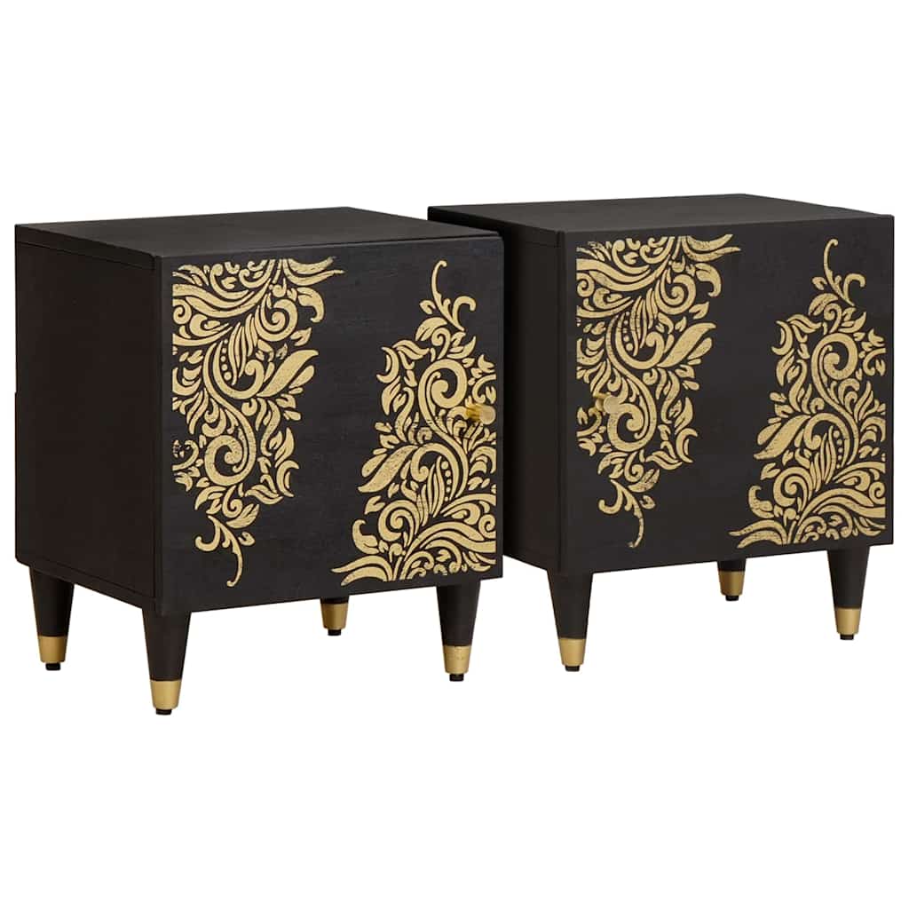Cabinet de chevet avec porte 2 pcs Noir 40 x 33 x 46 cm - XIOS