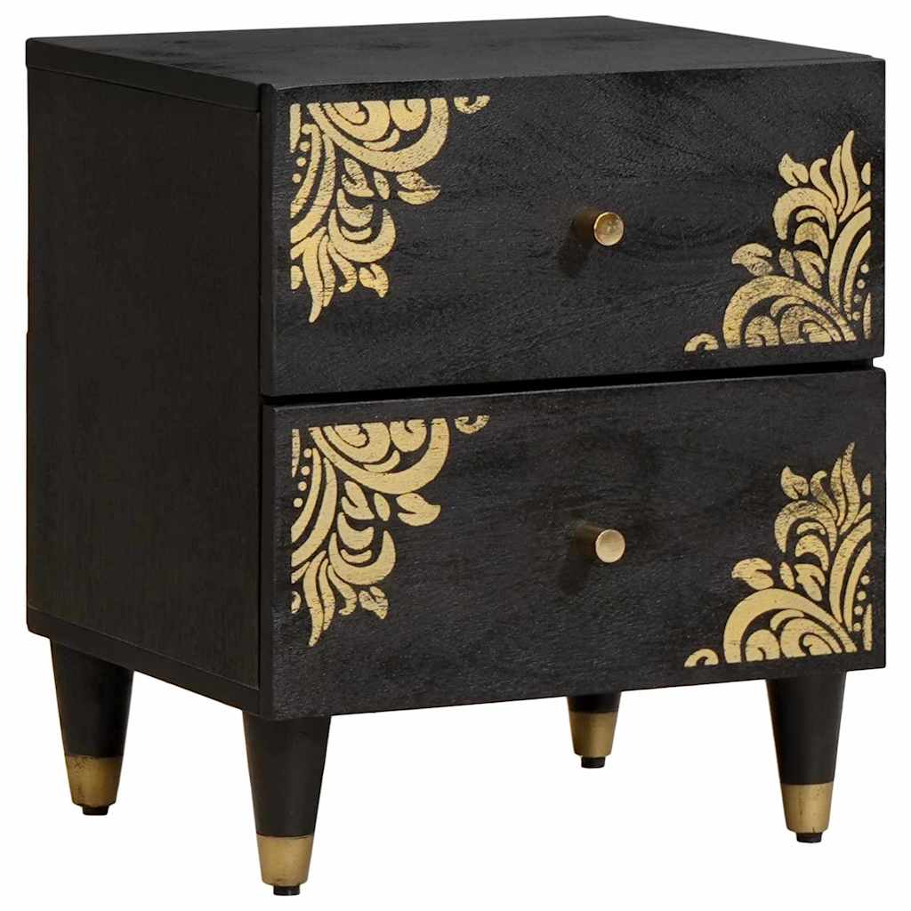 Cabinet de chevet Noir 40 x 33 x 46 cm Bois de mangue massif - XIOS