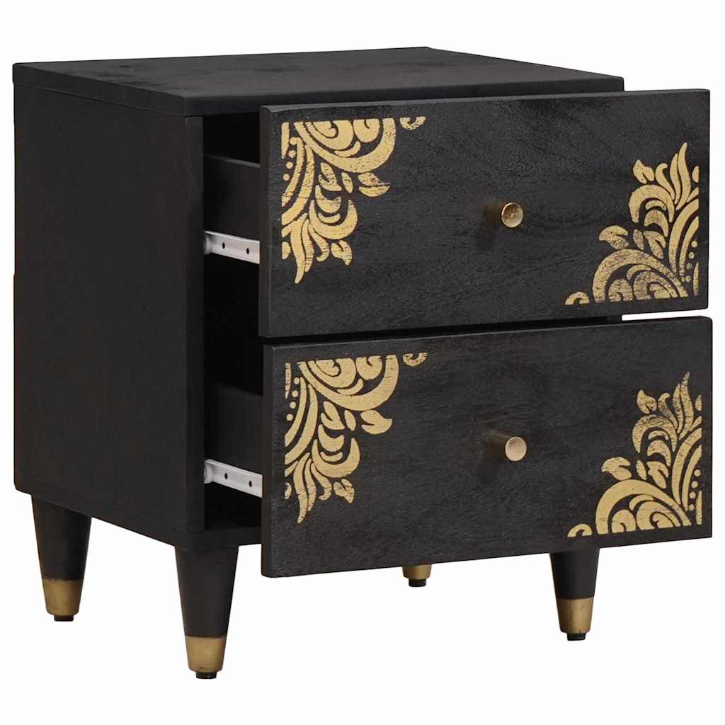 Cabinet de chevet Noir 40 x 33 x 46 cm Bois de mangue massif - XIOS