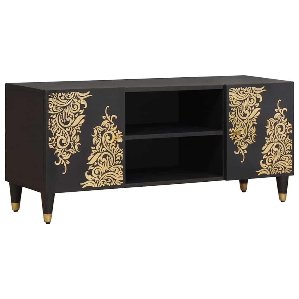 Meuble TV Noir 105 x 33 x 46 cm Bois de mangue massif - XIOS