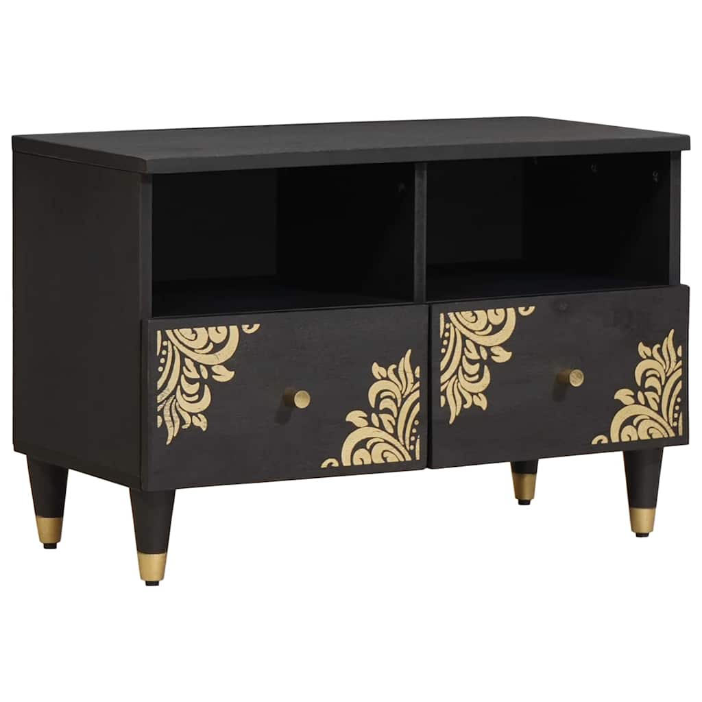 Meuble TV Noir 70 x 33 x 46 cm Bois de mangue massif - XIOS