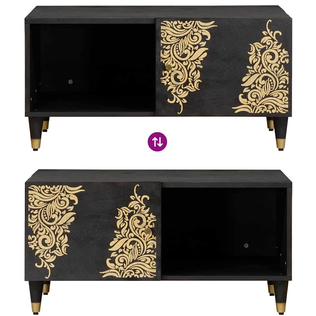 Table basse Noir 80 x 50 x 40 cm Bois de mangue massif - XIOS