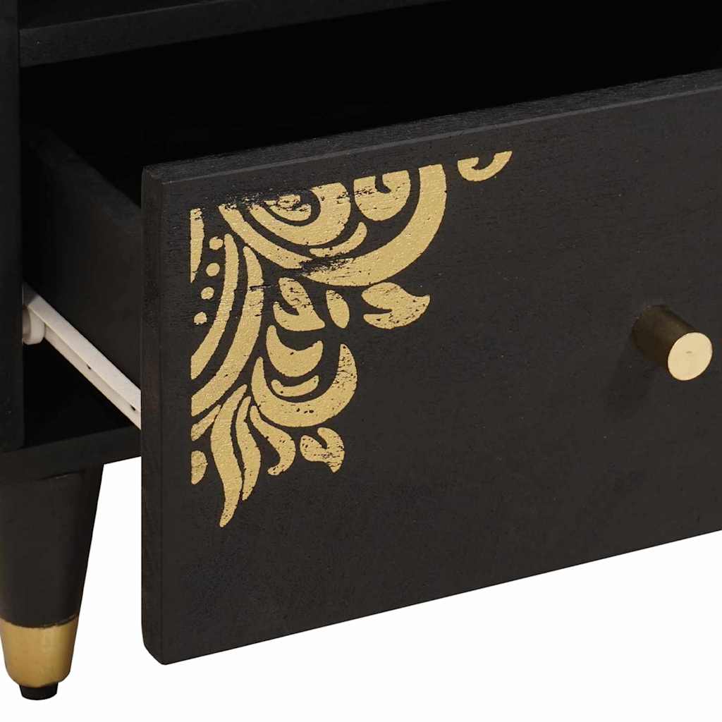 Cabinet de chevet Noir 40 x 33 x 46 cm Bois de mangue massif - XIOS
