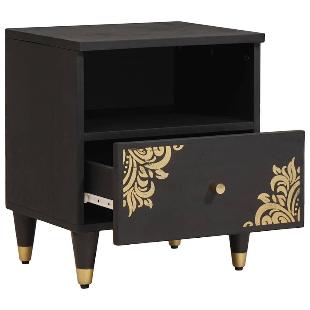 Cabinet de chevet Noir 40 x 33 x 46 cm Bois de mangue massif - XIOS