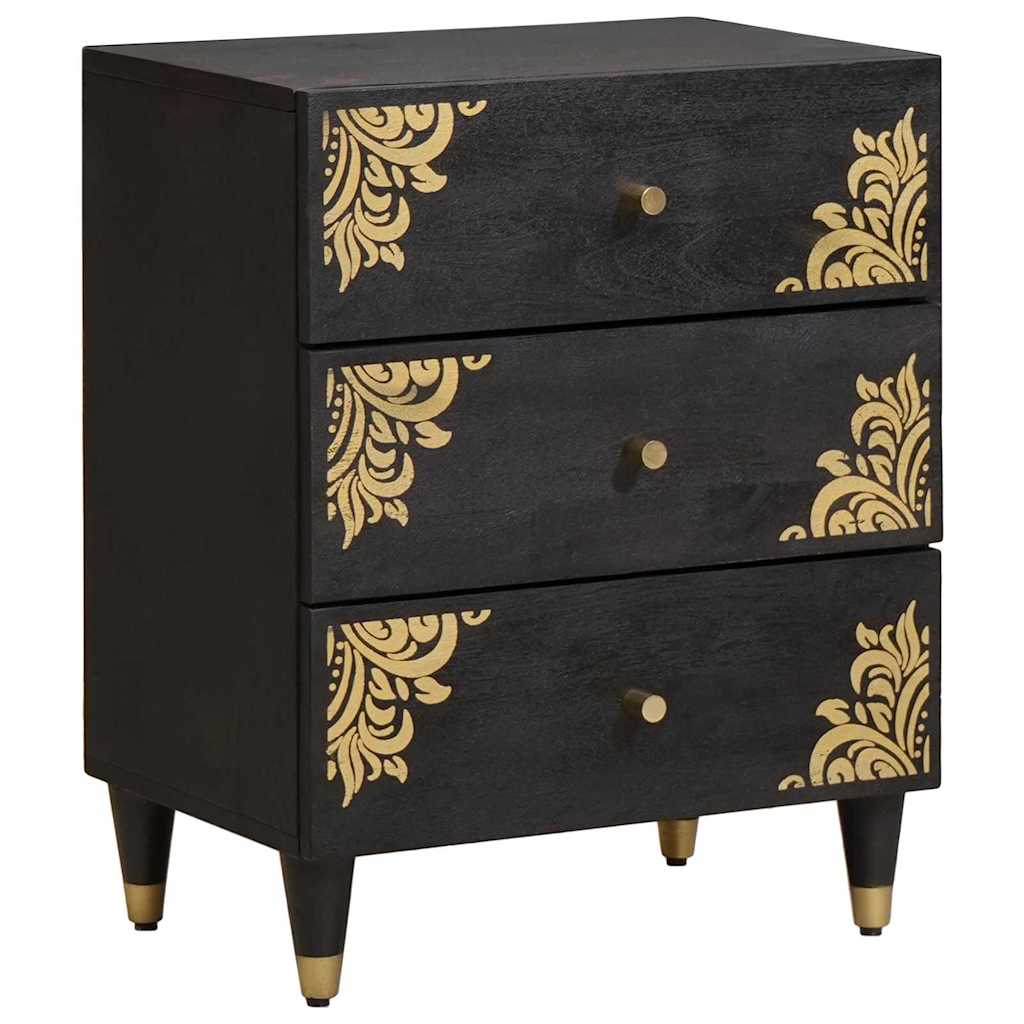 Cabinet de chevet Noir 50 x 33 x 62 cm Bois de mangue massif - XIOS