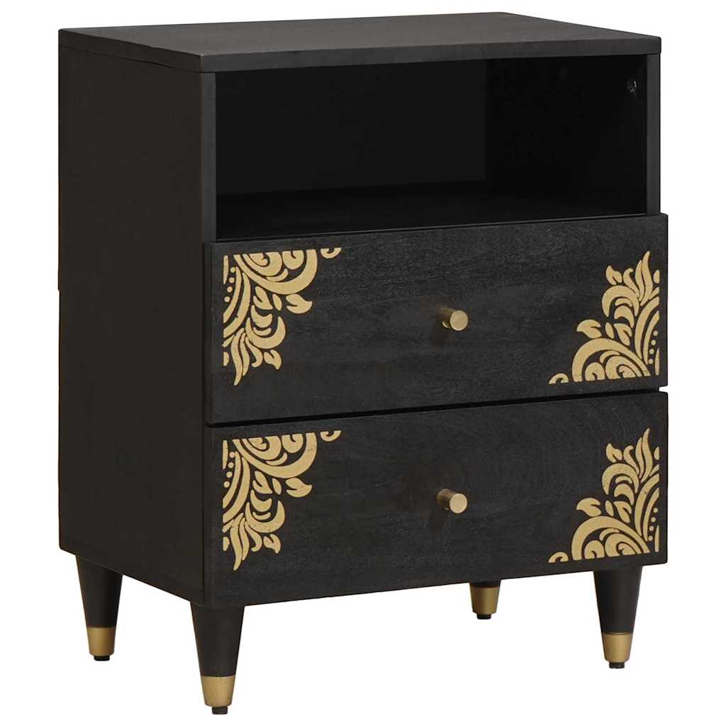 Cabinet de chevet Noir 50 x 33 x 62 cm Bois de mangue massif - XIOS