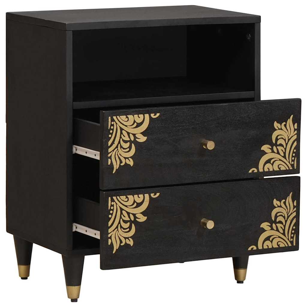 Cabinet de chevet Noir 50 x 33 x 62 cm Bois de mangue massif - XIOS