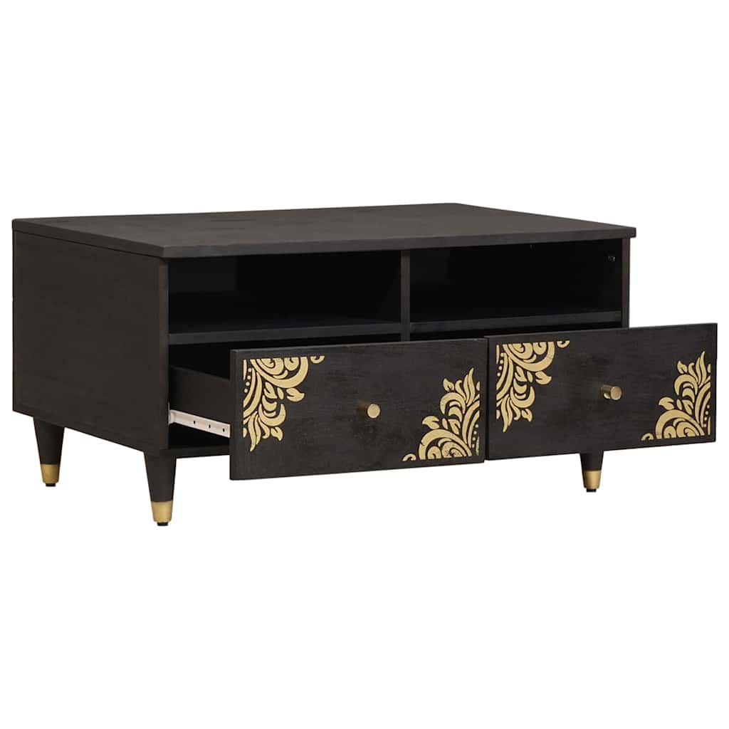 Table basse Noir 80 x 54 x 40 cm Bois de mangue massif - XIOS