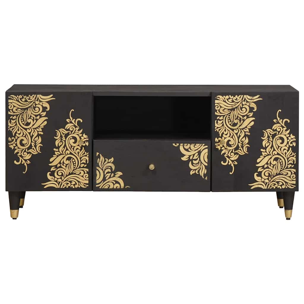 Meuble TV Noir 105 x 33 x 46 cm Bois de mangue massif - XIOS