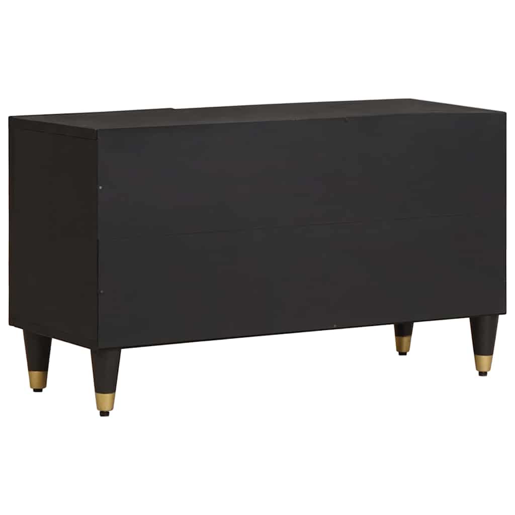 Meuble TV avec porte Noir 80 x 33 x 46 cm Bois de mangue massif - XIOS