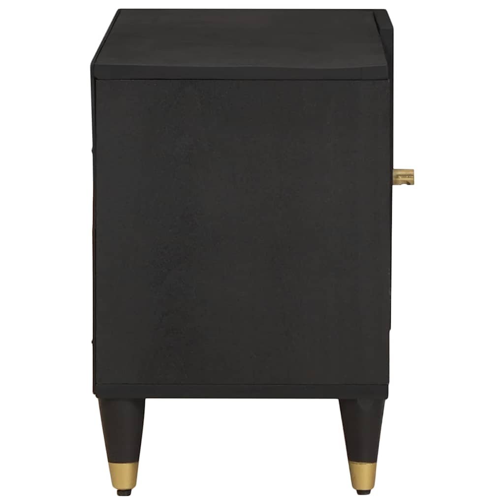 Meuble TV avec porte Noir 80 x 33 x 46 cm Bois de mangue massif - XIOS