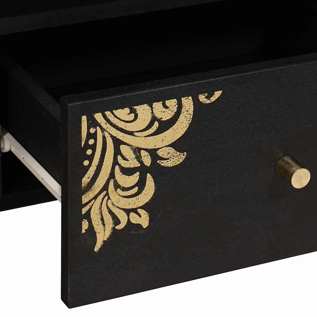 Meuble TV Noir 100 x 33 x 46 cm Bois de mangue massif - XIOS