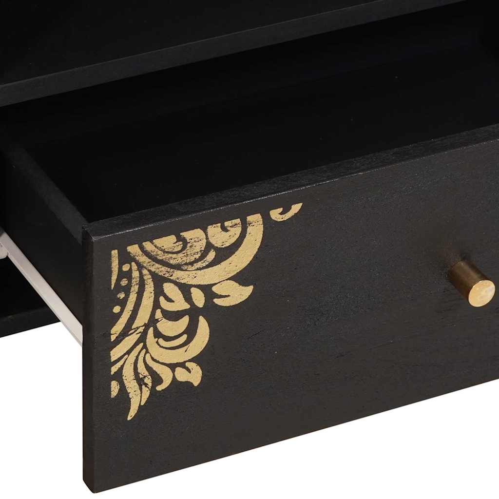 Meuble TV Noir 80 x 33 x 46 cm Bois de mangue massif - XIOS