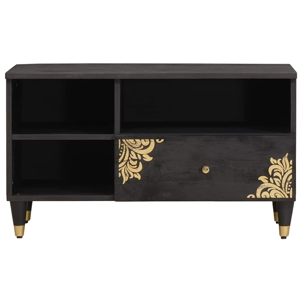 Meuble TV Noir 80 x 33 x 46 cm Bois de mangue massif - XIOS