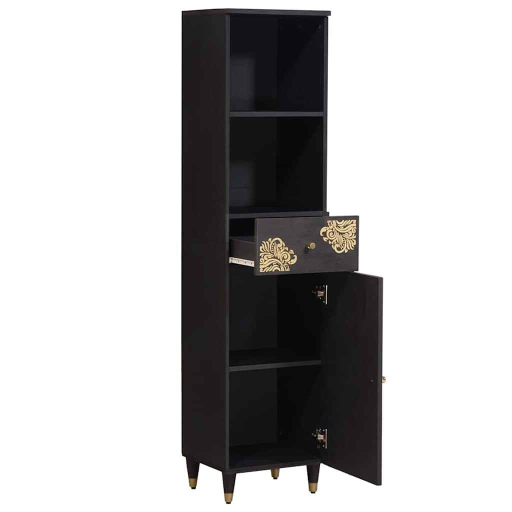 Buffet avec tiroir Noir 38 x 33 x 160 cm Bois de mangue massif - XIOS