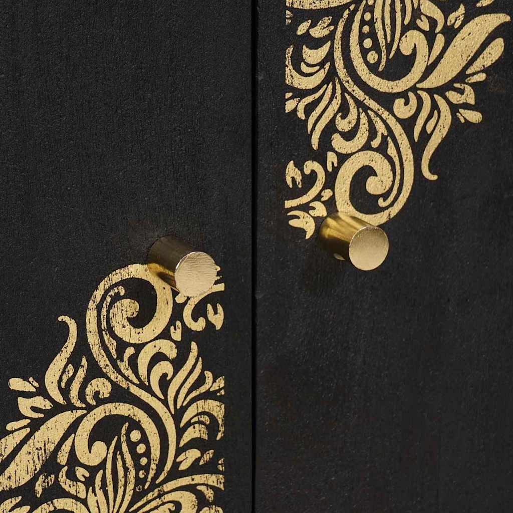 Buffet avec étagère Noir 60 x 33 x 75 cm Bois de mangue massif - XIOS