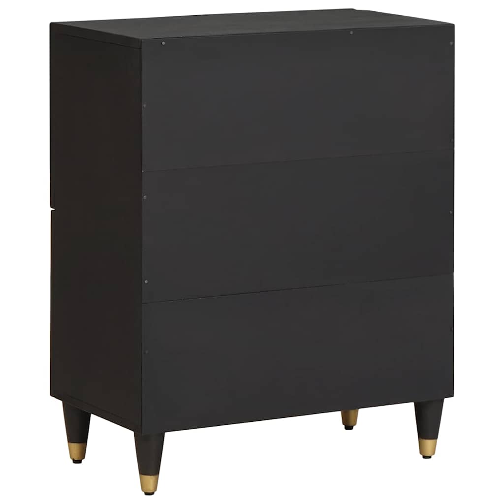 Buffet avec étagère Noir 60 x 33 x 75 cm Bois de mangue massif - XIOS