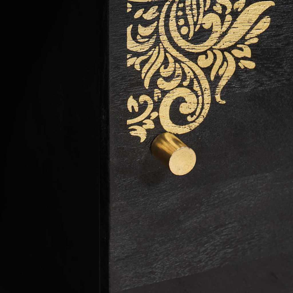 Buffet avec étagère Noir 80 x 33 x 75 cm Bois de mangue massif - XIOS