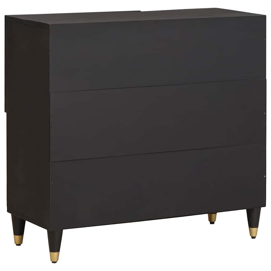 Buffet avec étagère Noir 80 x 33 x 75 cm Bois de mangue massif - XIOS