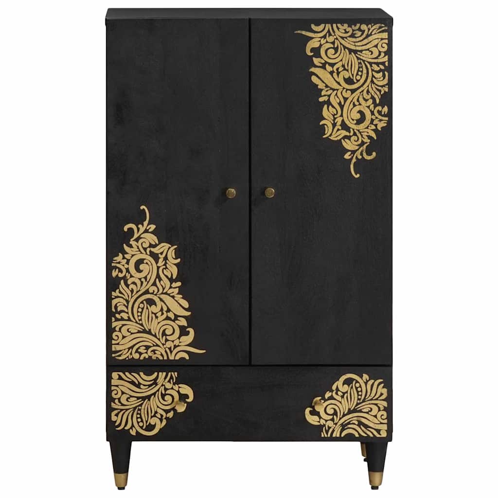Haut Armoire Noir 60 x 33 x 100 cm Bois de mangue massif - XIOS