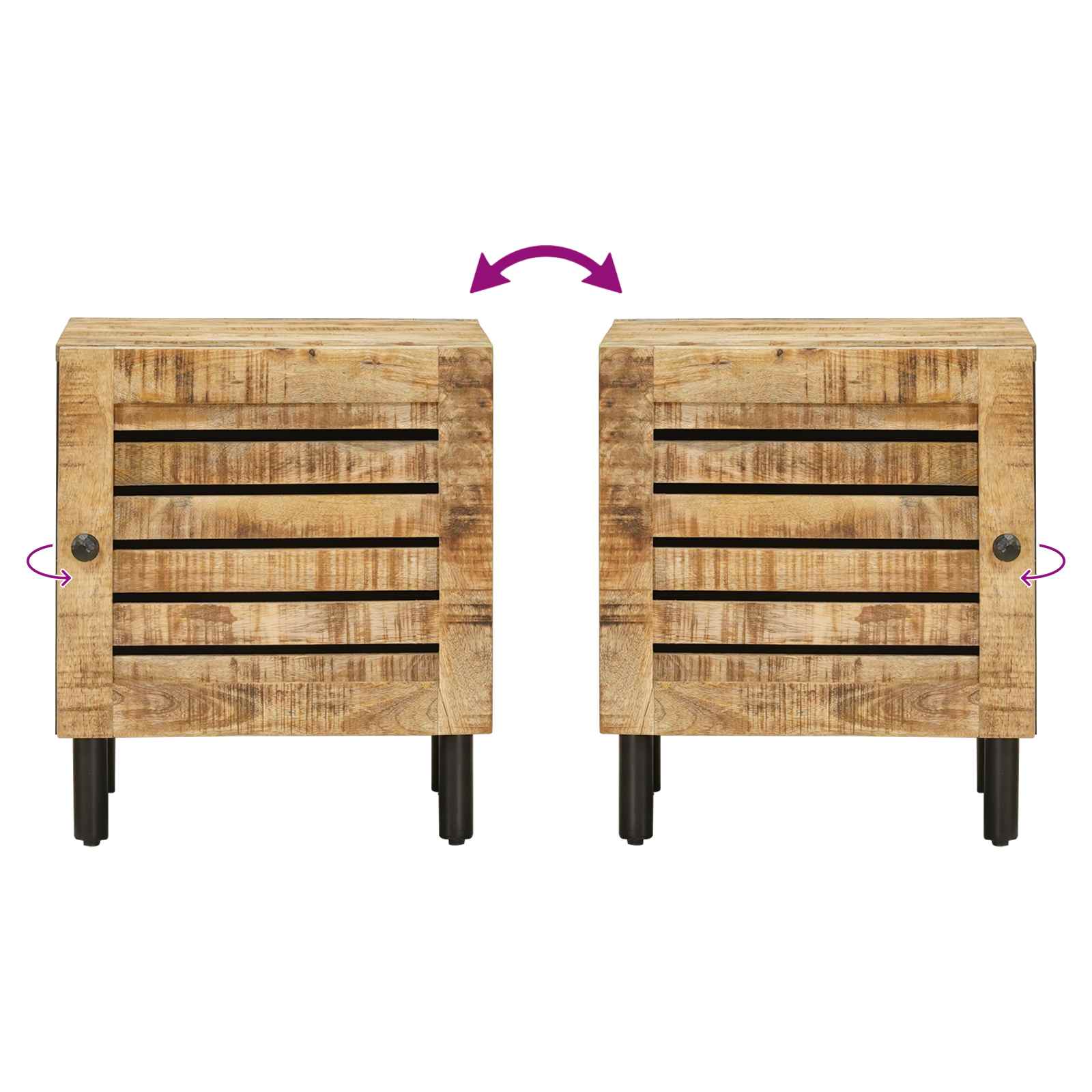 Table de chevet Naturel 40 x 33 x 46 cm Bois de mangue massif