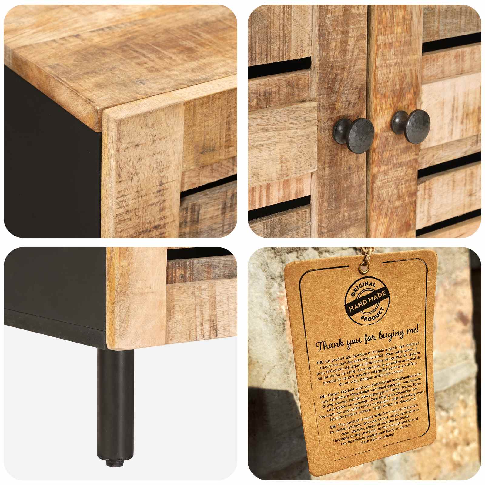 Armoires de rangement 60 x 33 x 75 cm Bois de mangue massif