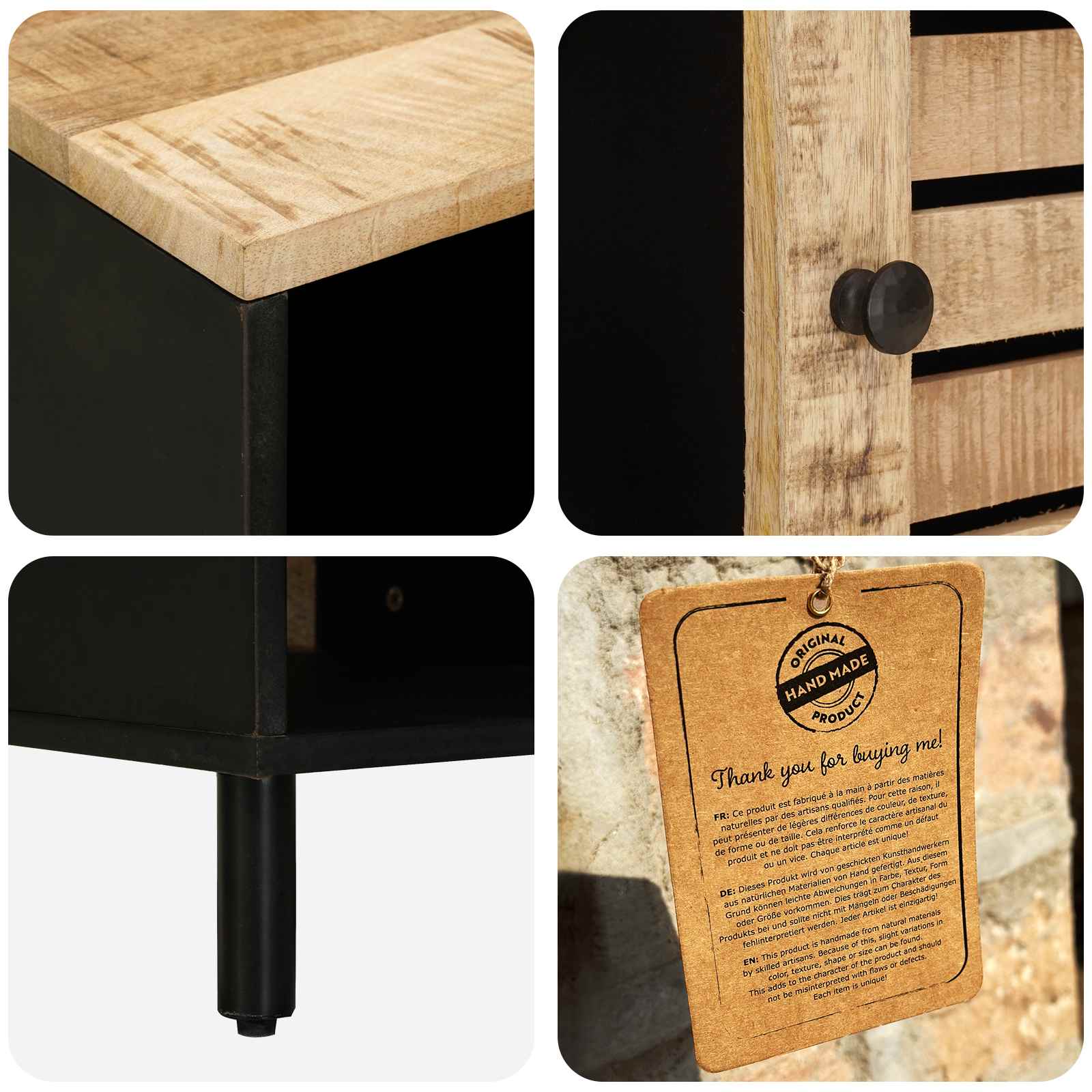 Table basse Naturel 80 x 50 x 40 cm Bois de mangue massif