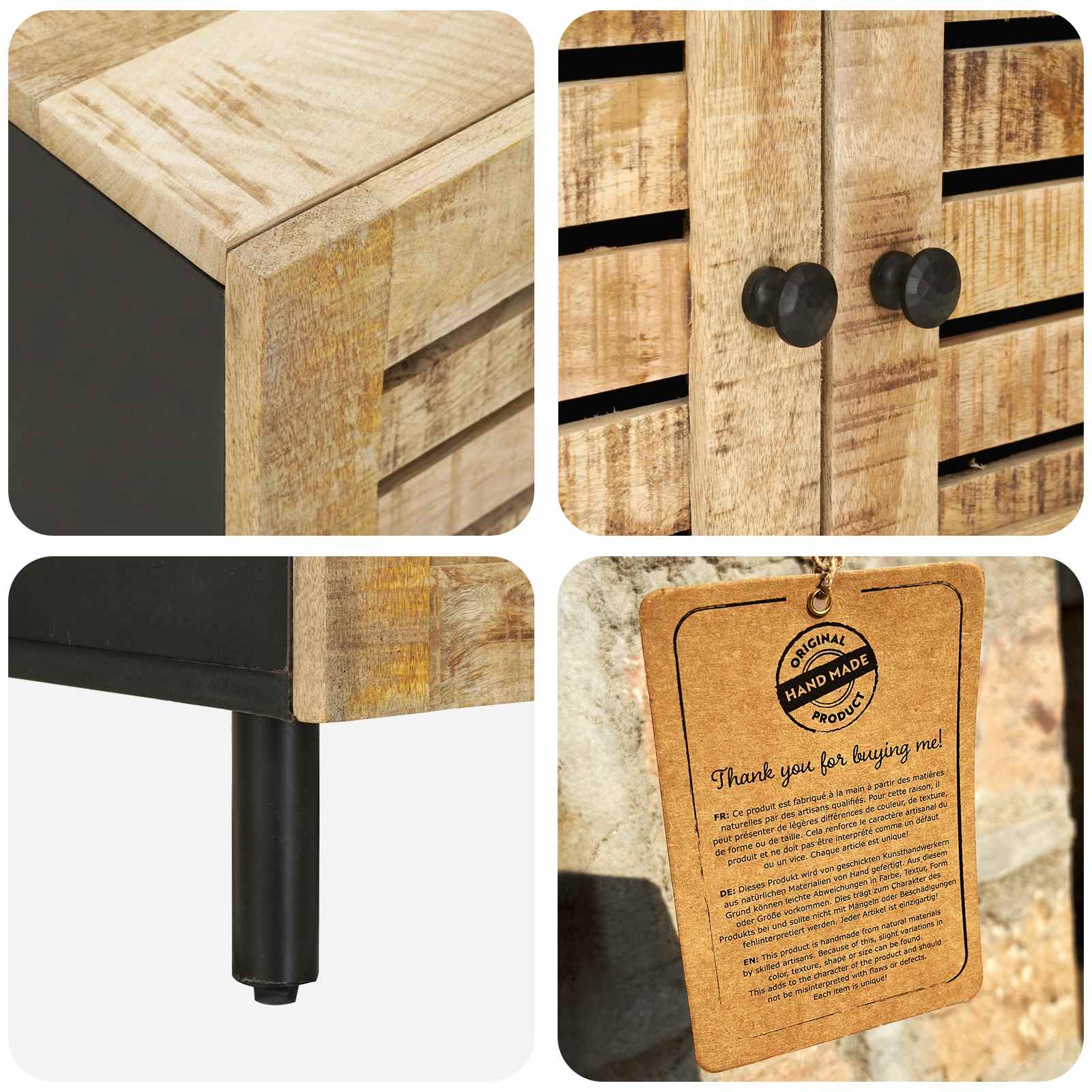 Table basse Naturel 80 x 50 x 40 cm Bois de mangue massif