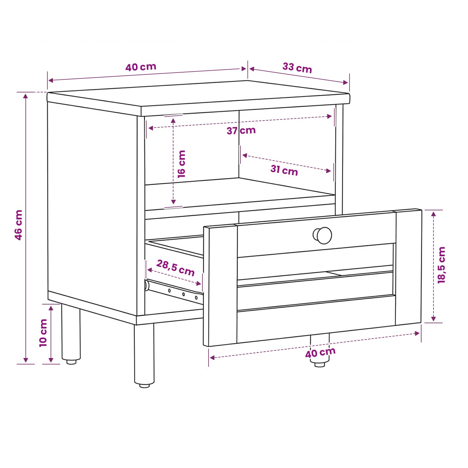 Table de chevet 2 pcs Marron 40 x 33 x 46 cm - XIOS