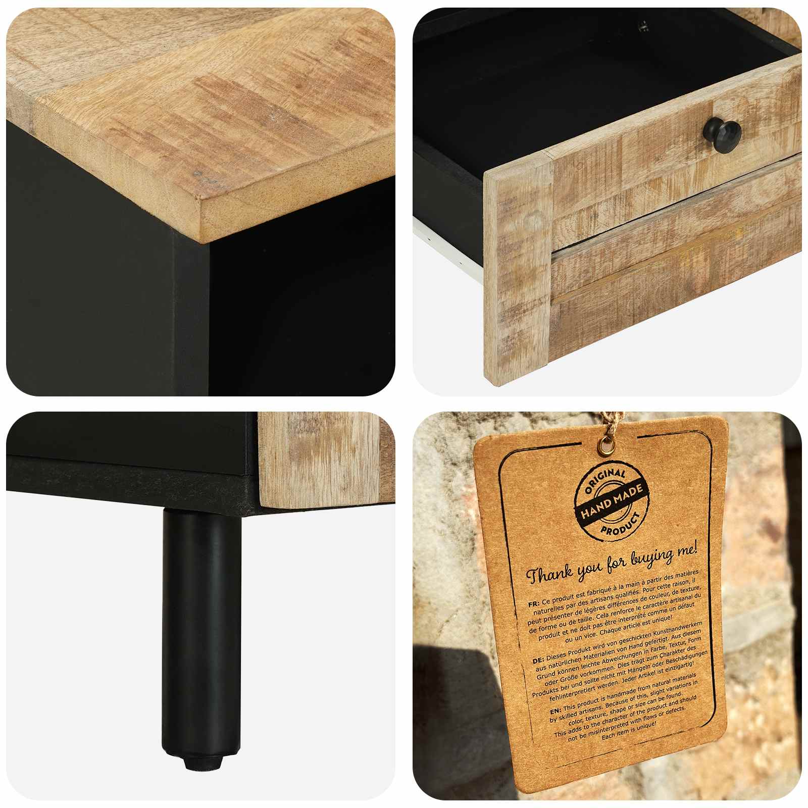 Table basse Marron et Noir 80 x 54 x 40 cm - XIOS