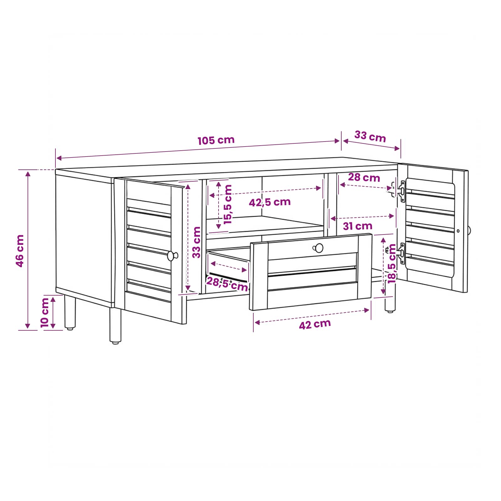 Armoires de rangement Naturel 105 x 33 x 46 cm