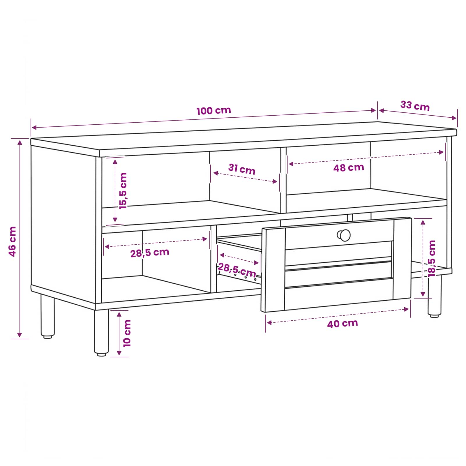Armoires de rangement Naturel 100 x 33 x 46 cm