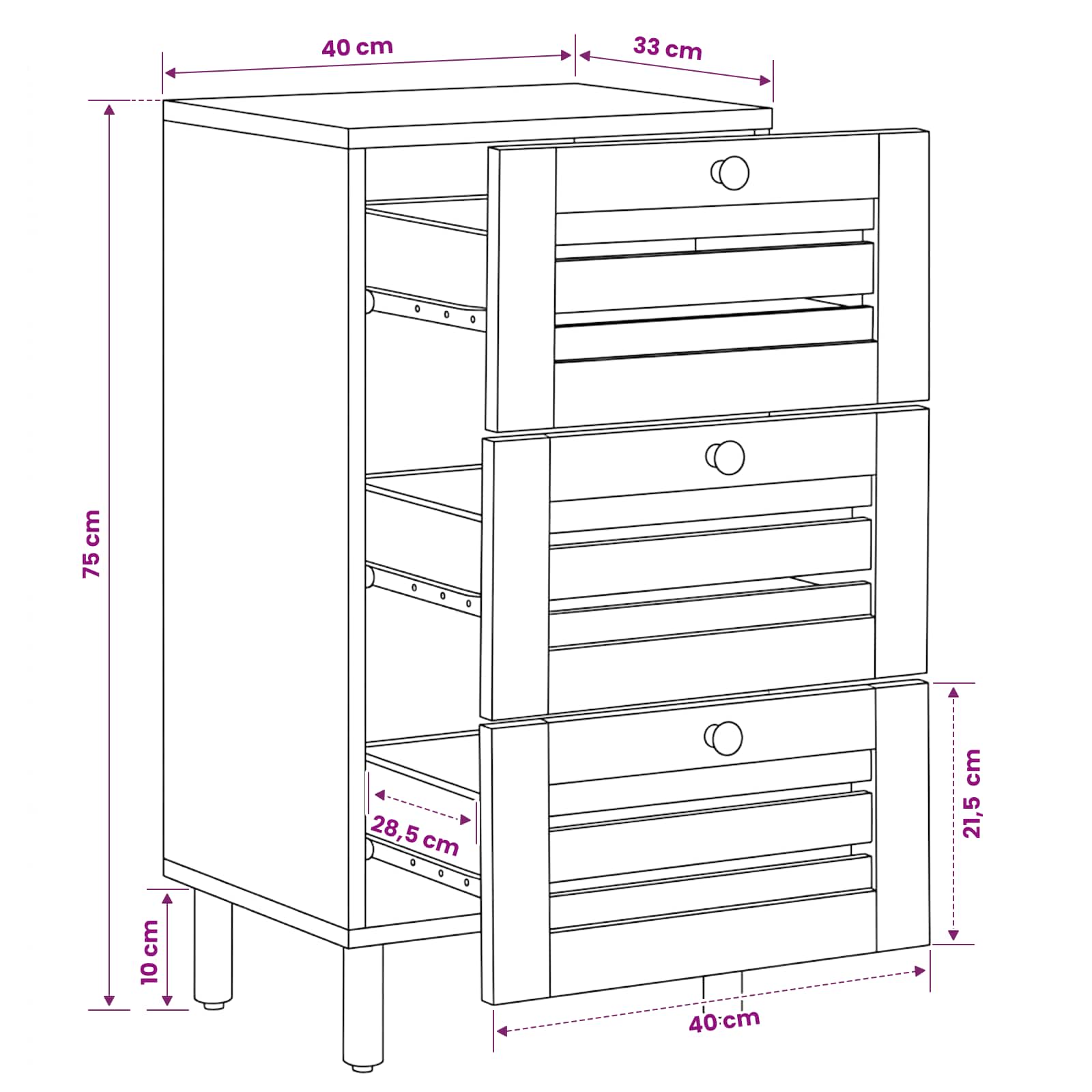 Armoires de rangement Naturel 40 x 33 x 75 cm