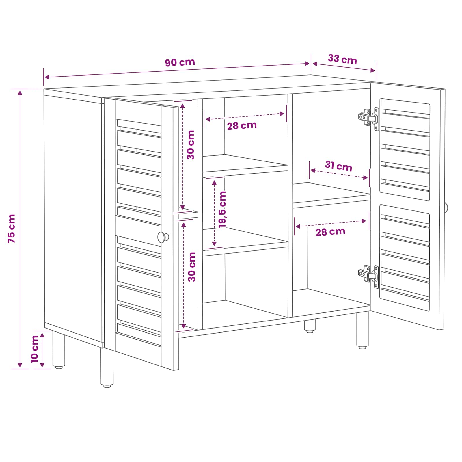 Armoires de rangement Naturel 90 x 33 x 75 cm